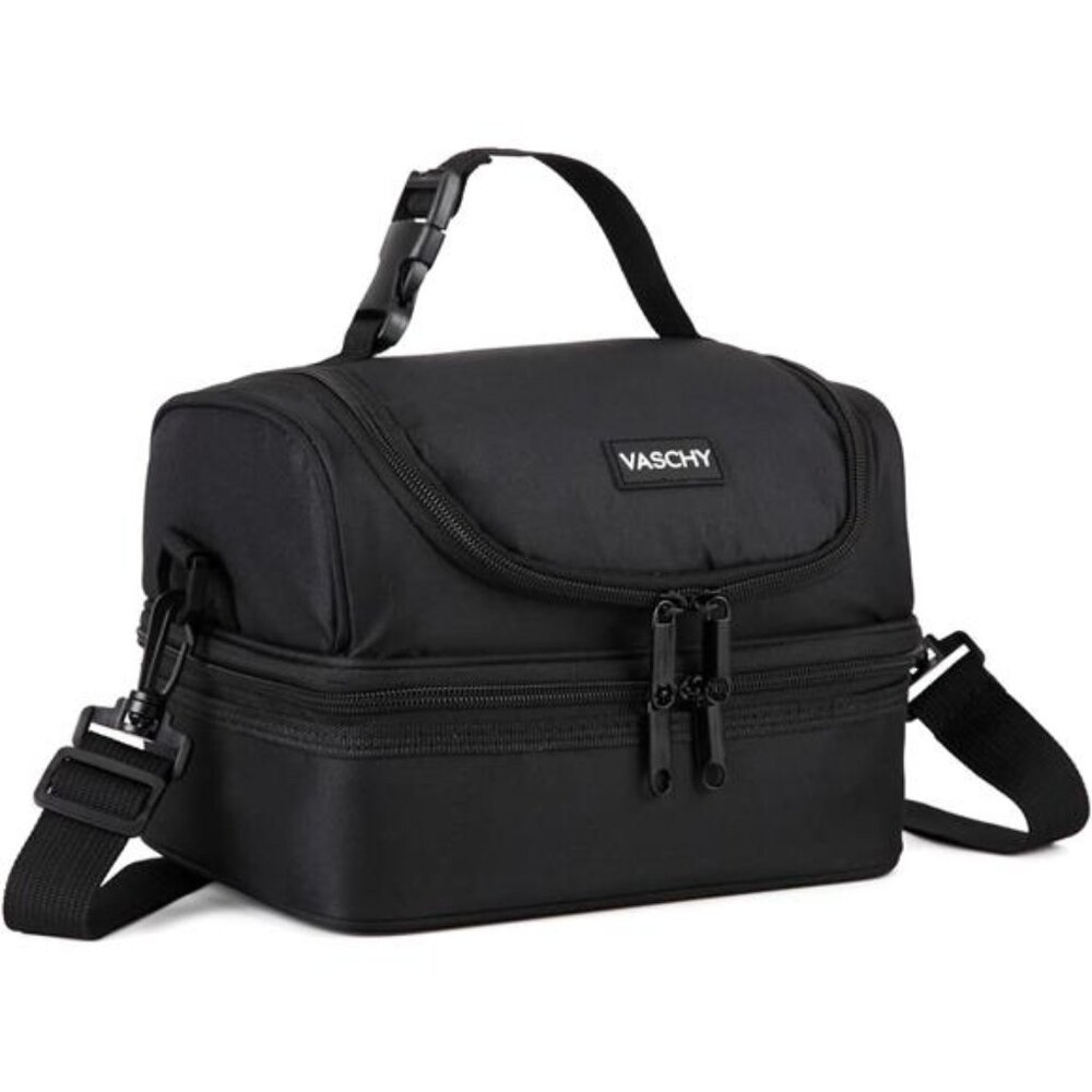 Lunch Box Bag Men, Insulated Two Compartments Bento Cooler Bags for Adults/Women